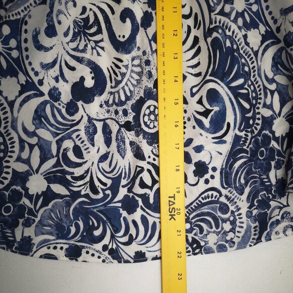 Lauren Ralph Lauren Ladies Size 14 Petite Blue & White Pattern Flared Skirt - Picture 8 of 9